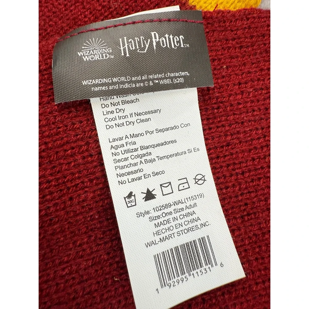 Harry Potter Gryffindor Scarf Wizarding World Adult‎ Warner Bros Red Yellow